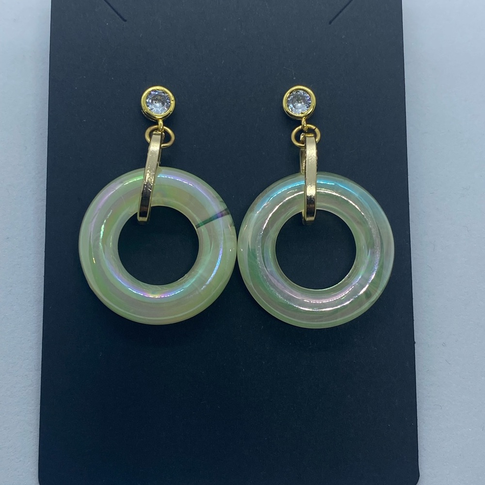Drop earrings - gold color and acrylic NWOT